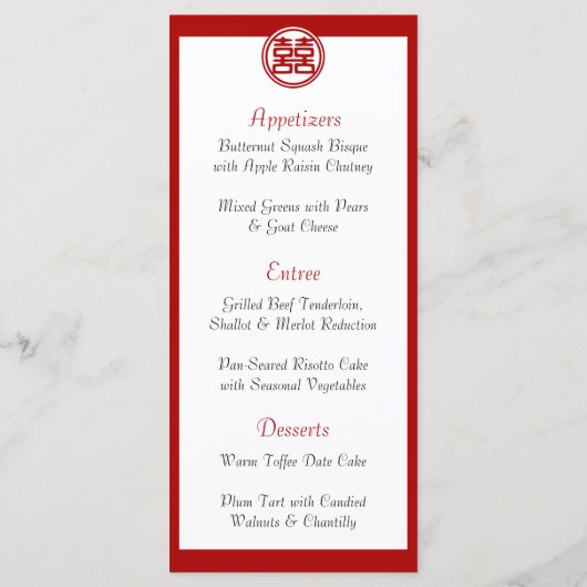 Menu Double Bonheur Rouge foncé - rond (Dos)