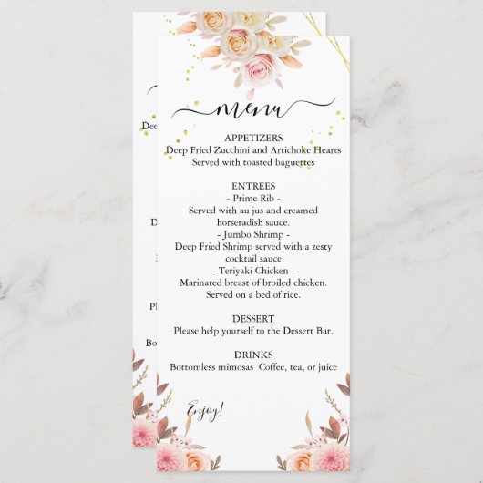 Menu double Dahlia et Mariage Rose (Devant / Derrière)