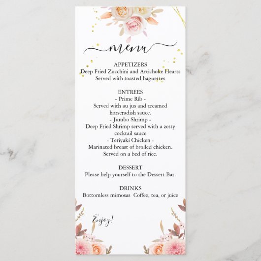 Menu double Dahlia et Mariage Rose (Devant)