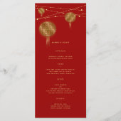 Menu Double Happiness Gold Lanterns Mariage chinois rou (Devant)