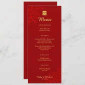 Menu Double rouge bonheur mariage chinois floral (Devant / Derrière)