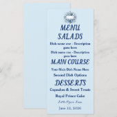 Menu Doublure d'enveloppe Couronne Prince Bleu Argent (Devant / Derrière)