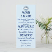Menu Doublure d'enveloppe Couronne Prince Bleu Argent (Debout devant)