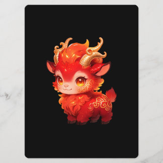 Menu Douce Bébé Chèvre Anime Fantastique Rouge Feu Masc
