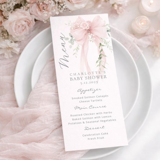 Menu Douce Élégance de Verdure Baby Shower Neutre