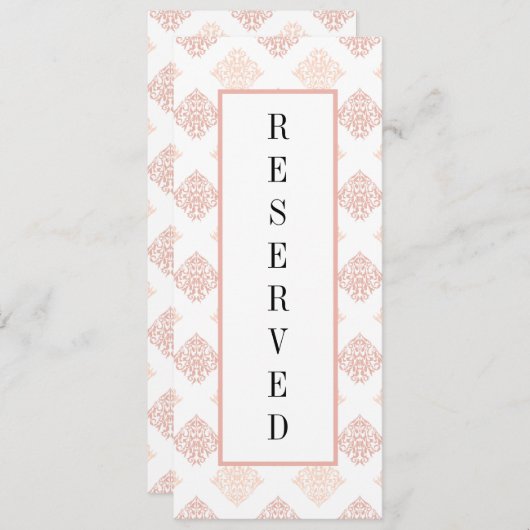 Menu Doux Peachy Blush Damask Réservé Chaise (Devant / Derrière)