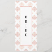 Menu Doux Peachy Blush Damask Réservé Chaise (Devant)