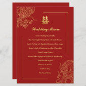 Menu Dragon Phoenix traditionnel Mariage chinois rouge (Devant / Derrière)