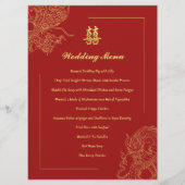 Menu Dragon Phoenix traditionnel Mariage chinois rouge (Devant)