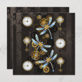 Menu Dragonflies de Steampunk sur arrière - plan rayé b (Devant / Derrière)