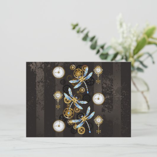 Menu Dragonflies de Steampunk sur arrière - plan rayé b (Debout devant)