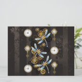 Menu Dragonflies de Steampunk sur arrière - plan rayé b (Debout devant)