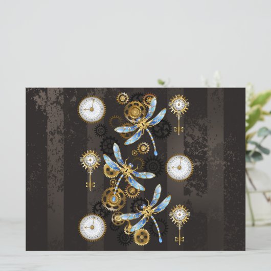 Menu Dragonflies de Steampunk sur arrière - plan rayé b (Debout devant)