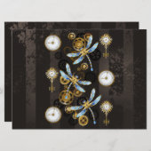 Menu Dragonflies de Steampunk sur arrière - plan rayé b (Devant / Derrière)