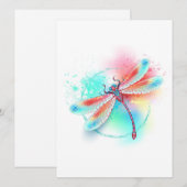 Menu Dragonfly rouge sur l'arrière - plan aquarelle (Devant / Derrière)