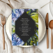 Menu Dramatic Blue Floral Mariage