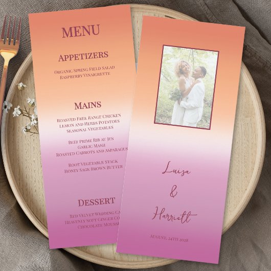 Menu Drapeau de fierté à dégradé de mariage lesbien Pho