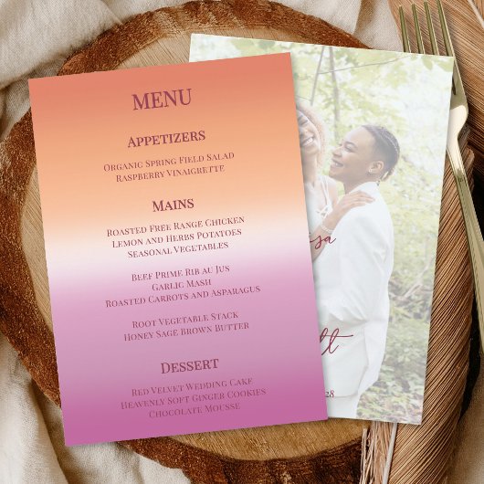 Menu Drapeau de fierté à dégradé de mariage lesbien Pho