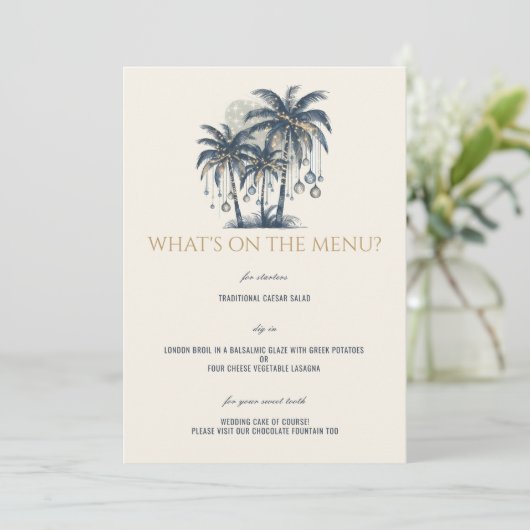 Menu Dreamy Blue Palm Trees Mariage (Debout devant)