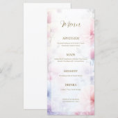 Menu Dreamy Pink Blue Watercolor Fantasy Floral Fine (Devant / Derrière)