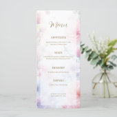 Menu Dreamy Pink Blue Watercolor Fantasy Floral Fine (Debout devant)