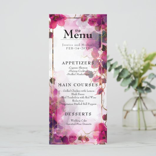 Menu & Drink Fuchsia Betovering: Waterverf (Staand voorkant)