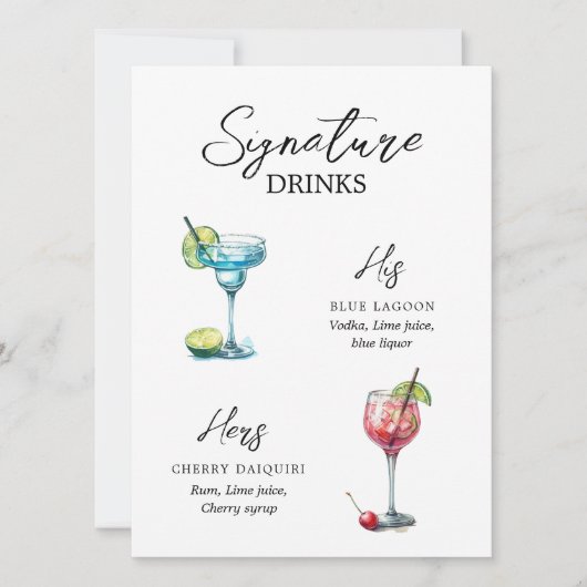 Menu Drinks de Assinatura em Aquarela (Devant)