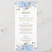 Menu du Baby shower de Ballons Floraux Bleus Chic  (Devant)