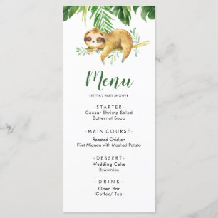 Menu du Baby shower de la fentes pour garçons trop