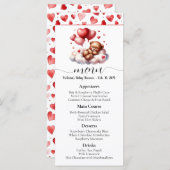 Menu du Baby shower de l'ours Valentine (Devant / Derrière)