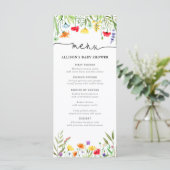 Menu du baby shower de printemps fleur sauvage col (Debout devant)