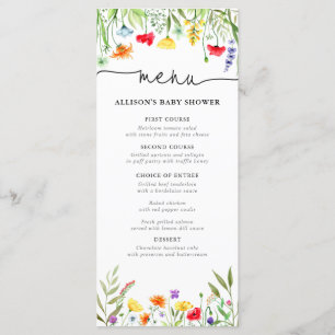 Menu du baby shower de printemps fleur sauvage col