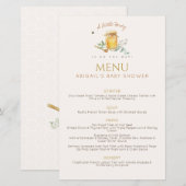 Menu du Baby shower Sweet Little Honey (Devant / Derrière)