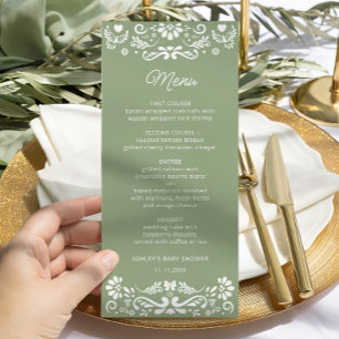 Menu du Baby shower vert mexicain Cielito Lindo