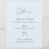 Menu du bar de mariage Bleu poussiéreux (Devant)
