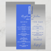 Menu du bar de mariage bleu royal (Devant / Derrière)