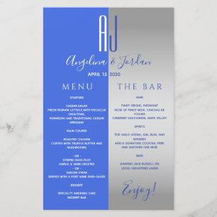 Menu du bar de mariage bleu royal