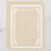 Menu du bar de mariage Papel Picado Thème Mexicain (Devant / Derrière)