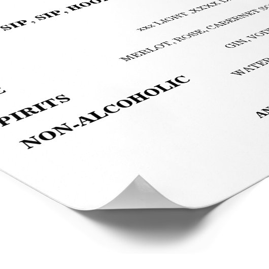 Menu du bar ouvert en spirale pour mariage Affiche (Coin)