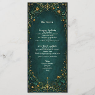 Menu du bar pour le dîner de mariage dans la forêt