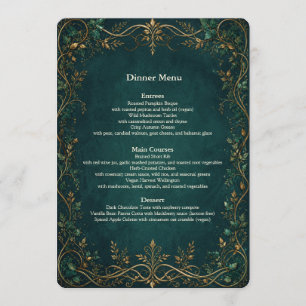 Menu du bar pour le dîner de mariage dans la forêt