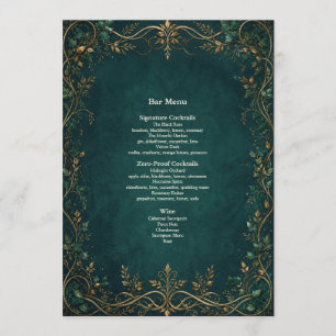 Menu du bar pour le dîner de mariage dans la forêt