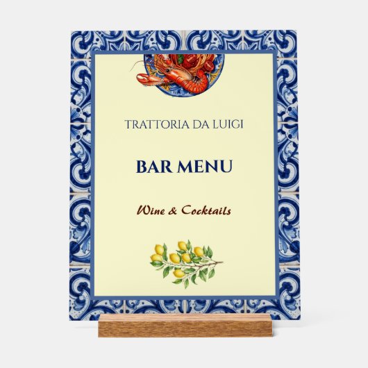 Menu du Bar Restaurant de Fruits de Mer en Carreau (Recto)