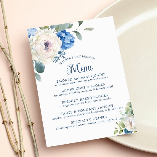Menu du brunch de la fête des mères aux fleurs de 