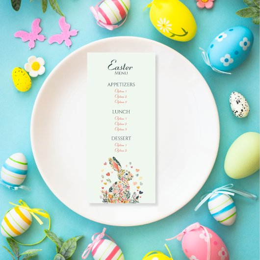 Menu du brunch du lapin de jardin printanier