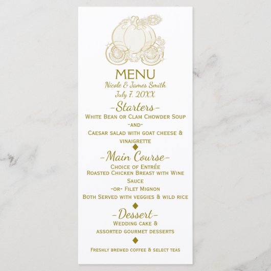 Menu du Carrosse en Cendres Dorées de la Princesse (Devant)