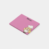 Menu du chef hibou mignon sur post-it rose (Incliné)