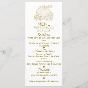 Menu du conte de fées de la princesse au carrosse