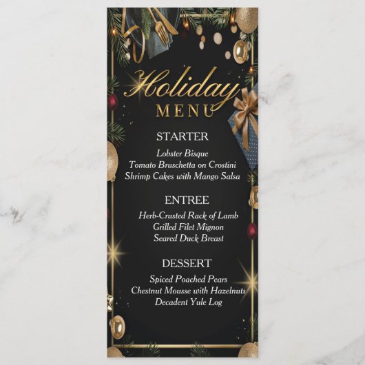 Menu du dîner (Devant)