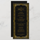 Menu du dîner Art Déco Gatsby | Couleur modifiable (Devant / Derrière)